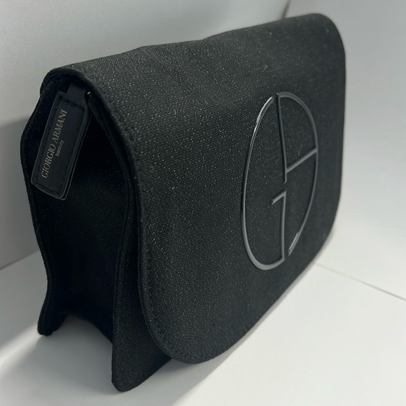 Giorgio Armani Matte Black Clutch Bag with Interior Zipper - New - Picture 2 of 15